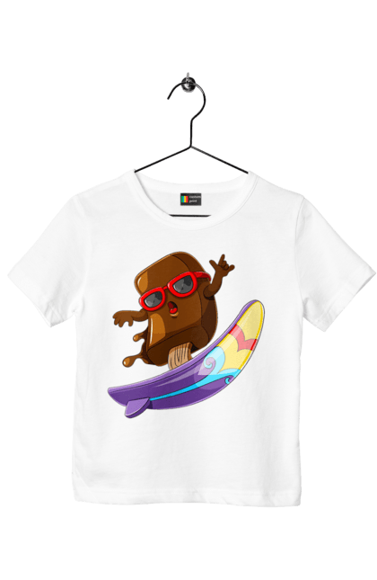 Футболка дитяча з принтом "Мороженко На Серфі". Літо, морозиво, окуляри, серфінг. 2070702