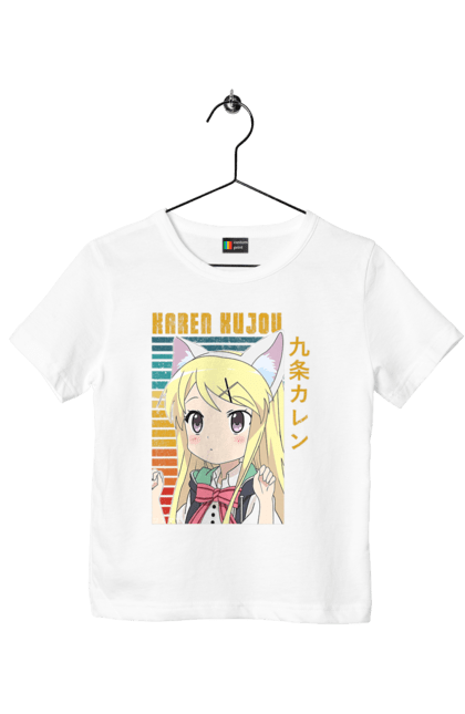 Children's t-shirt with prints Kiniro Mosaic Karen Kujo. Anime, gold mosaic, karen, karen kujo, kiniro mosaic, kinmoza, manga. 2070702