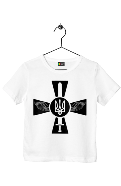 Футболка дитяча з принтом "Україна герб". Герб, крила, меч, україна. 2070702