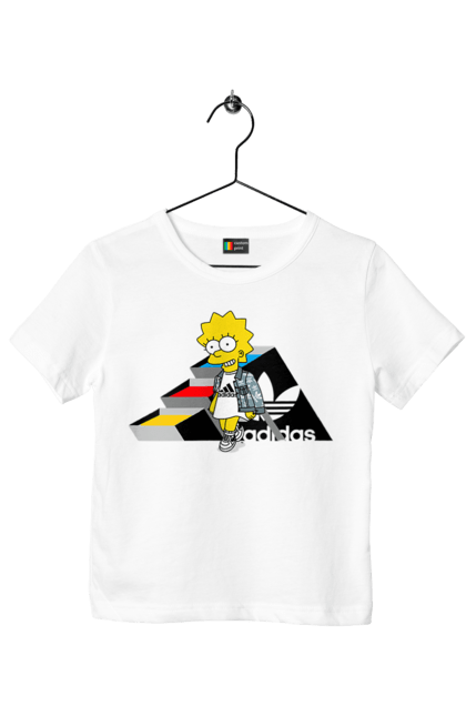 Футболка детская с принтом Adidas Лиза. Adidas, lisa, simpson, адидас, лиза, лиса симпсон, мультсериал, персонаж, сериал, симпсон. 2070702