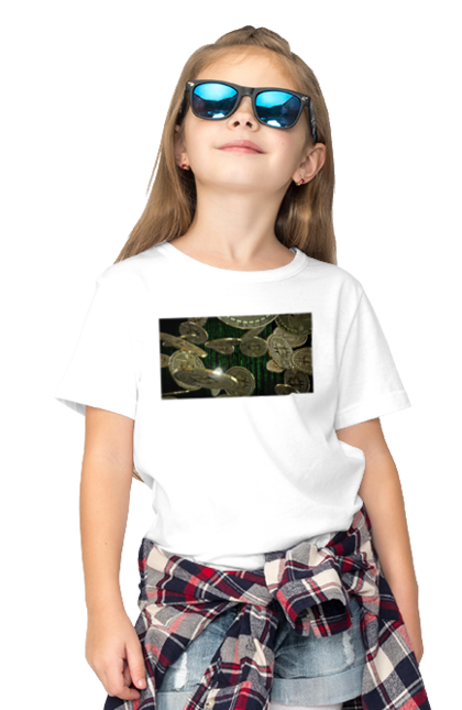 Футболка дитяча з принтом "Біткойн". Багатство, біткойн, валюта, гроші, криптовалюта, курс, майнінг, матриця, монета, розкіш, цифровий світ. 2070702