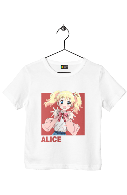 Children's t-shirt with prints Kiniro Mosaic Alice Cartelet. Alice, alice cartelet, anime, gold mosaic, kiniro mosaic, kinmoza, manga. 2070702