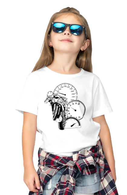 Футболка дитяча з принтом "Мотоцикл Швидкість Чорний". Мото, мотоцикл, розгін, швидкість. 2070702
