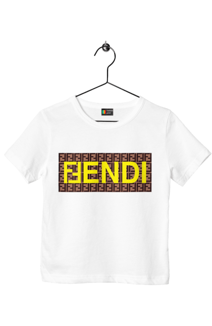 Футболка дитяча з принтом "Fendi". Fendi, lvmh, бренд, будинок моди, італія, люкс, мода, одяг, сумка, фенді. 2070702