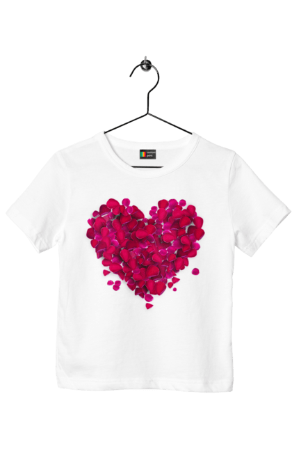 Children's t-shirt with prints Heart From Rose Petals. Petals, rose flower. 2070702