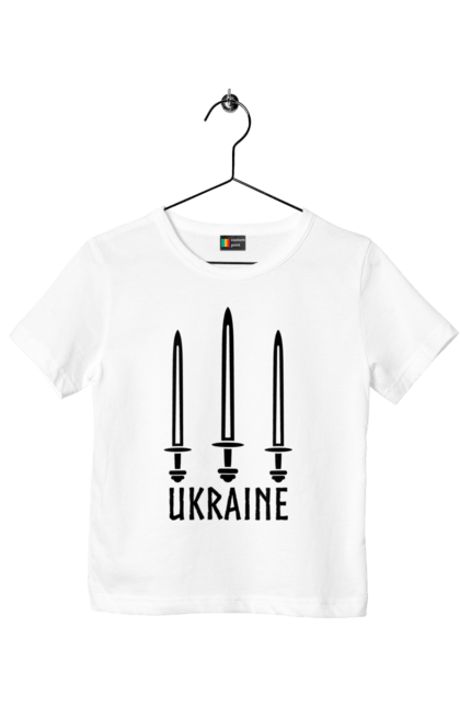 Children's t-shirt with prints Ukraine three swords. Sword, three swords, ukraine, weapon. CustomPrint.market