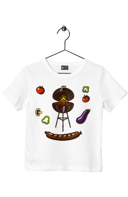 Футболка дитяча з принтом "Барбекю Сосиска". Барбекю, гриль, смажити, сосиска. 2070702