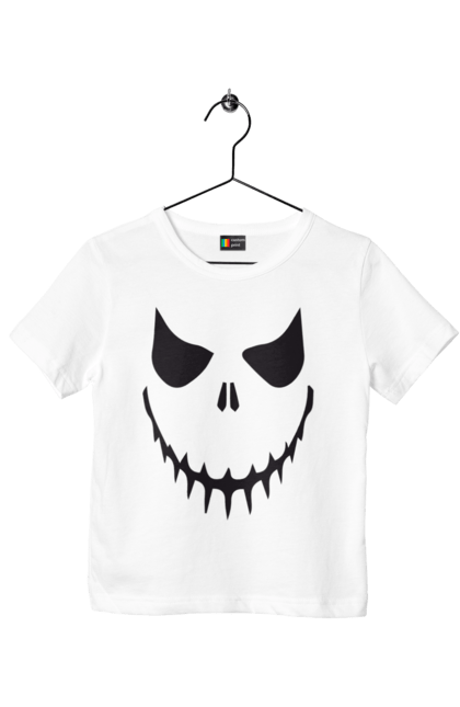 Children's t-shirt with prints Halloween pumpkin face. Costume, halloween, holiday, october, october 31, pumpkin, scary, sweets, trick or treat. 2070702