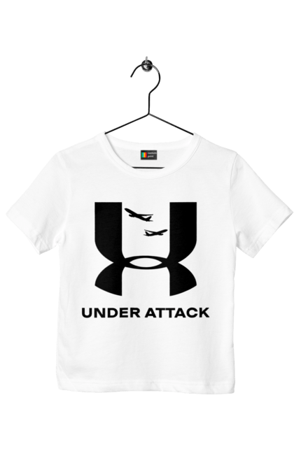 Футболка дитяча з принтом "Under Attack black". Андер армор, бренди, гумор, приколи, прикольні, ундер армор. 2070702