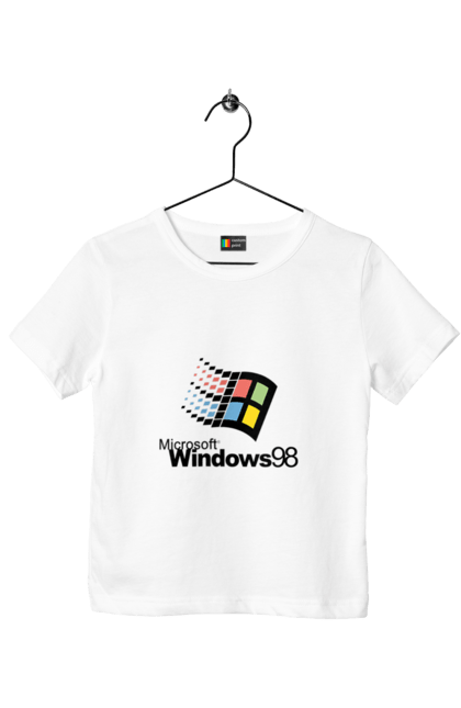 Футболка дитяча з принтом "Windows98". Angular, c, css, html, it, javascript, jquery, php, python, react, svelt, vue, айтишник, айті, гумор, код, кодувати, прогер, програміст, програмісти, ти ж, ти ж програміст, тиж програміст. 2070702