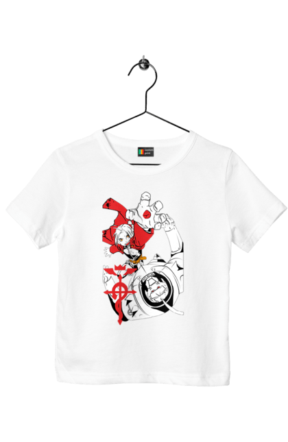 Children's t-shirt with prints Fullmetal Alchemist. Adventures, alphonse elric, anime, edward elric, fullmetal alchemist, light novel, manga, steampunk. 2070702