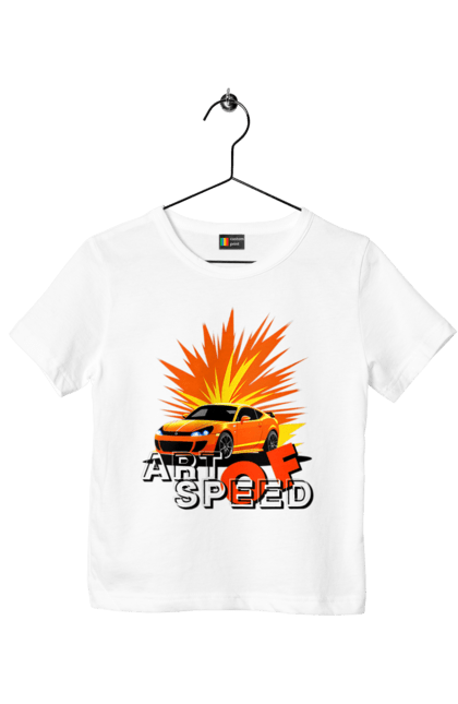 Футболка дитяча з принтом "Мистецтво швидкості". Авто, автомобіліст, автомобіль, водій, швидкість. 2070702