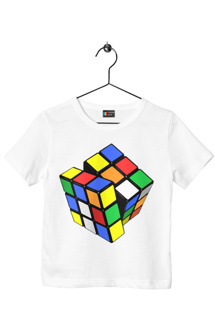 Футболка дитяча з принтом "Кубик Рубика". Головоломка, гра, дозвілля, іграшка, кубик, кубик рубика, різнокольоровий, розвага, рубик, рубика, яскравий. KRUTO.  Магазин популярних футболок