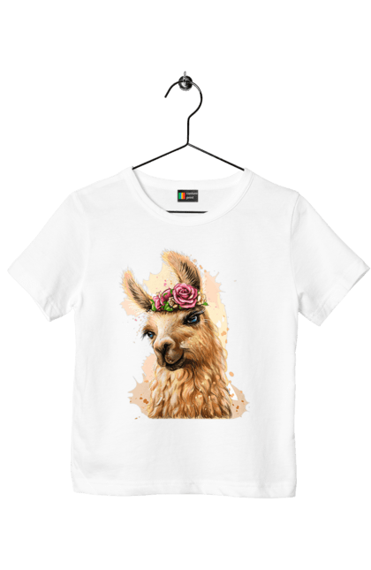 Футболка дитяча з принтом "Лама Портрет". Лама, портрет, тварина. 2070702