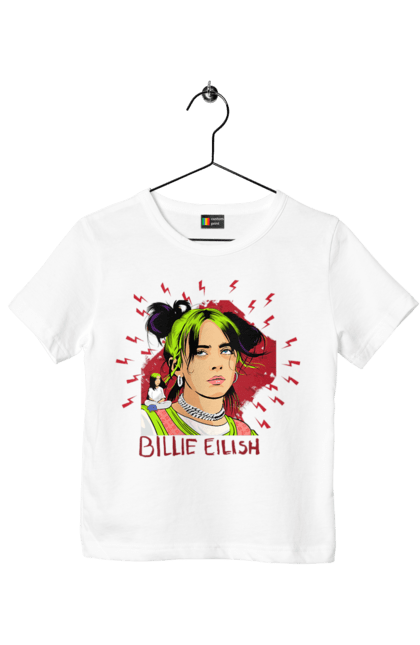 Футболка дитяча з принтом "Біллі Айліш". Біллі айліш, логотип біллі айліш, принт біллі айліш, співачка біллі айліш. 2070702