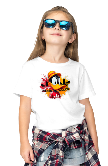Children's t-shirt with prints Daffy Duck Adidas. Adidas, cartoon, character, daffy duck, duck, looney tunes, merrie melodies, warner brothers. 2070702