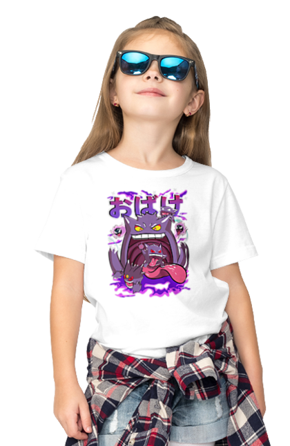Children's t-shirt with prints Pokemon Gengar. Anime, fushigibana, games, gengar, nintendo, pokemon, pokemon go. 2070702