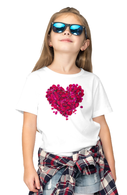 Children's t-shirt with prints Heart From Rose Petals. Petals, rose flower. 2070702