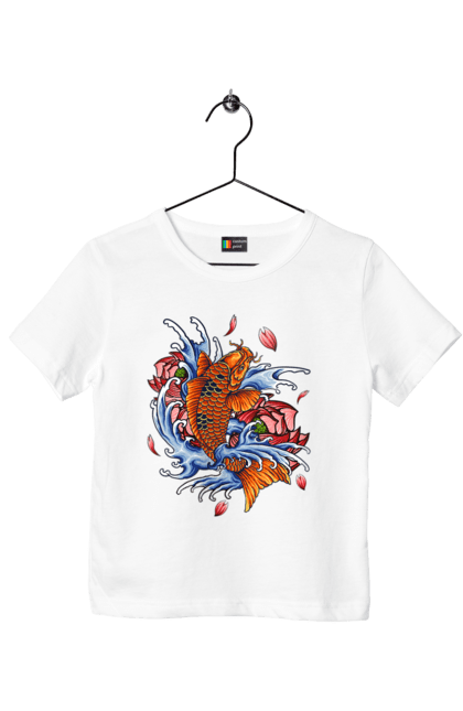 Футболка дитяча з принтом "Риба і хвилі". Ryba, квітка, хвиля. 2070702