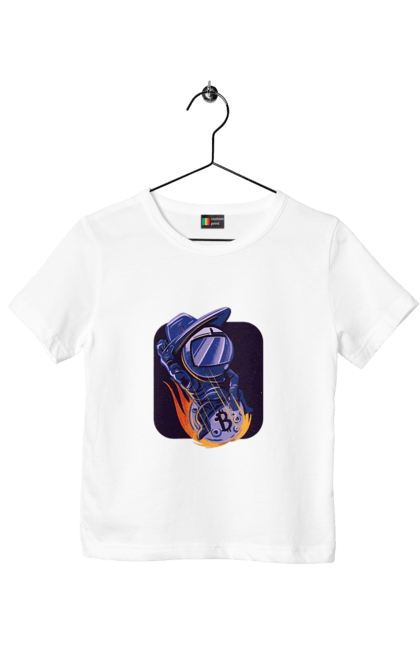 Футболка дитяча з принтом "Космо біткоїн". Биткоин, бінарний, біткоїн, біткойн, валюта, гроші, крипто, програміст, хакер. 2070702