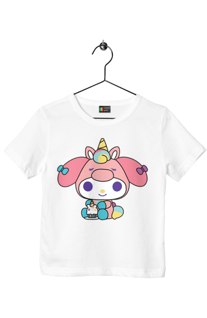 Футболка детская с принтом My Melody. Hello kitty, my melody, sanrio, май мелоди, мелоди, хэллоу китти. 2070702