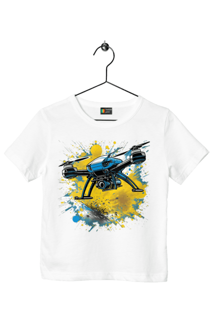 Футболка дитяча з принтом "Дрон". Дрон, зсу, символ україни, україна, фпв дрон. 2070702