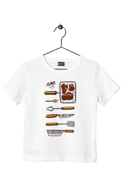 Футболка дитяча з принтом "Барбекю Паті". Барбекю, м`ясо, смажити. 2070702