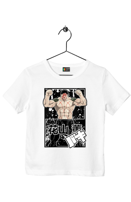 Футболка детская с принтом Боец Баки Ханаяма Каору. Anime, baki, baki the grappler, kaoru hanayama, manga, аниме, боец баки, манга, ханаяма, ханаяма каору. 2070702