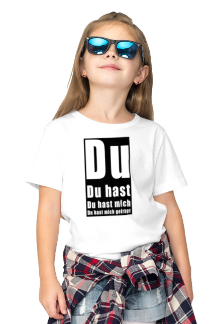 Футболка дитяча з принтом "Рамштайн Du Hast". Du hast, група, індастріал метал, концерт, ліндеманн, музика, німеччина, панк, пісня, рамштайн, рок, слова, текст, тілль. ART принт на футболках