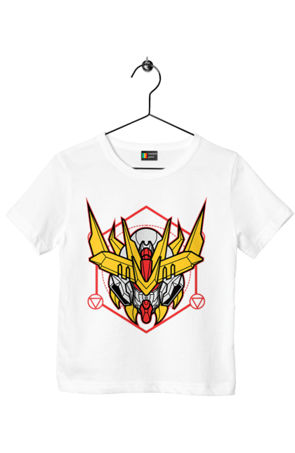 Children's t-shirt with prints Gundam Barbatos Lupus Rex. Anime, asw g 08, barbatos lupus rex, game, gundam, manga, robot, video game, war. 2070702