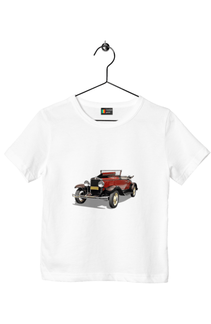 Футболка дитяча з принтом "Авто.4". Авто, професійне фото, ретро авто, фото, червона гамма барв. 2070702