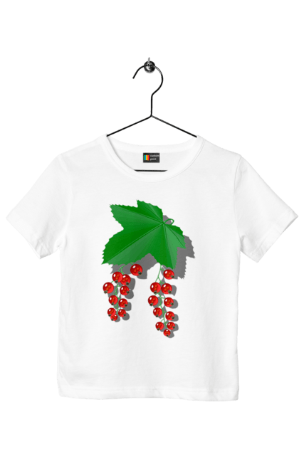 Футболка дитяча з принтом "Порічки Червоні". Делікатес, зріла, їжа, листя, літо, порічки, порічки червоні, смачно, смородина, стигла, урожай, червона, червона смородина, ягідка, ягода, ягоди. 2070702