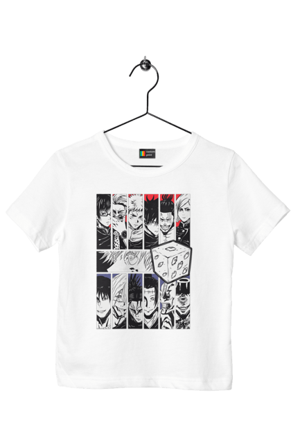 Children's t-shirt with prints Jujutsu Kaisen. Anime, dark fantasy, gojo, jujutsu kaisen, magic battle, manga, mystic. 2070702