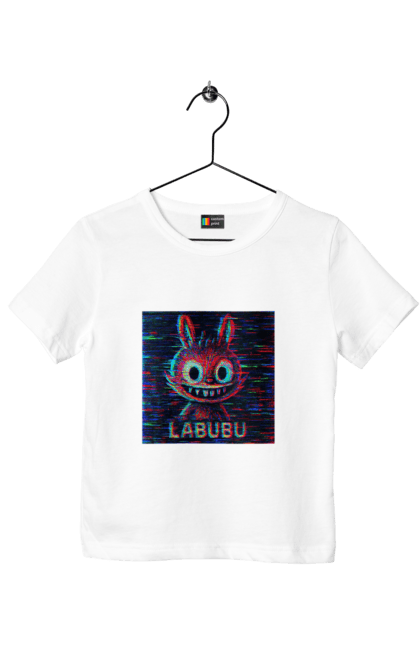Футболка дитяча з принтом "Лабубу". Crt, rgb, глітч, кіберпанк, лабубу, пікселі, ретро, спотворення, цифрове мистецтво, шум. 2070702