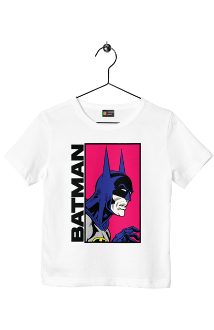 Футболка детская с принтом Бэтмен. Batman, dc comics, брю́с уэ́йн, бэтмен, комикс, лига справедливости, супергерой, тёмный рыцарь, фильм. 2070702