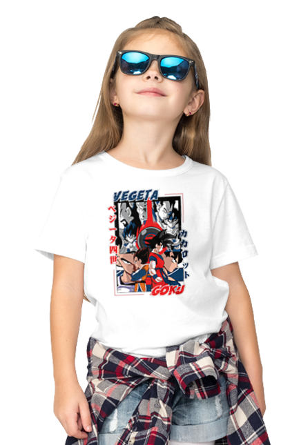 Children's t-shirt with prints Dragon Ball. Anime, dragon ball, goku, manga, tv series, vegeta. 2070702