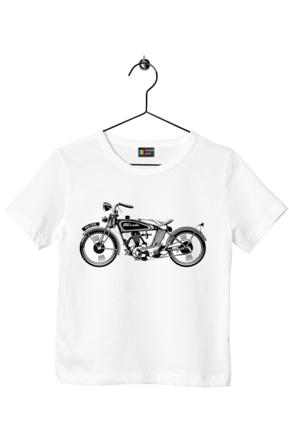 Футболка дитяча з принтом "Мотоцикл Ретро". Мото, мотоцикл, ретро. 2070702