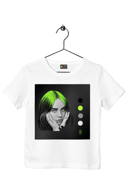 Футболка дитяча з принтом "Біллі Ейліш". Біллі, біллі ейліш, ейліш. 2070702