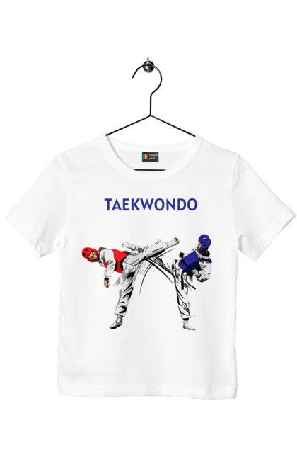 Футболка детская с принтом Тхэквондо. Taekwondo, боевое искусство, корея, спорт, таэквондо, тренировка. 2070702