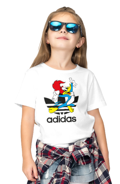 Футболка дитяча з принтом "Adidas Вуді Вудпекер". Adidas, woody woodpecker, адідас, вуді, вуді вудпекер, дятел вуді, мультсеріал. 2070702