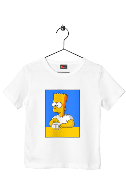 Футболка дитяча з принтом "Барт любитель пива". Барт, барт сімпсон, мультперсонажі, мультфільми, сімпсони, український прапор. 2070702