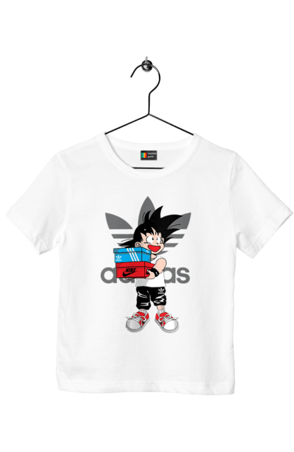 Футболка детская с принтом Adidas Сон Гоку. Adidas, anime, dragon ball, son goku, адидас, аниме, гоку, жемчуг дракона, манга, сон гоку. 2070702