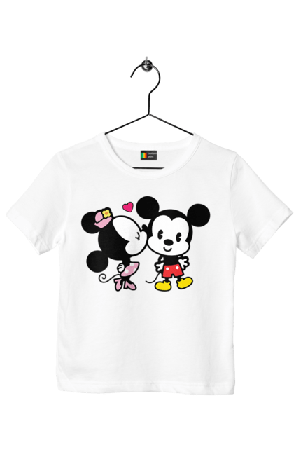 Футболка дитяча з принтом "Міккі Маус та Мінні Маус". Mickey mouse, minnie mouse, дісней, міккі, міккі маус, мінні маус, мультфільм. 2070702