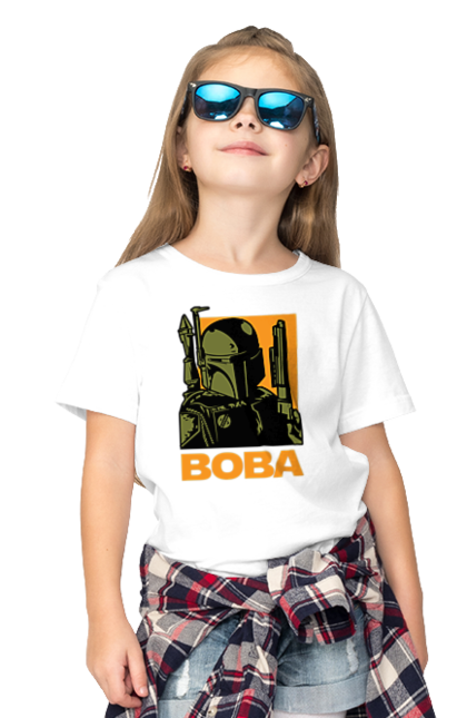 Футболка детская с принтом Боба Фетт. Boba fett, боба фетт, звездные войны, клон, охотник за головами. 2070702