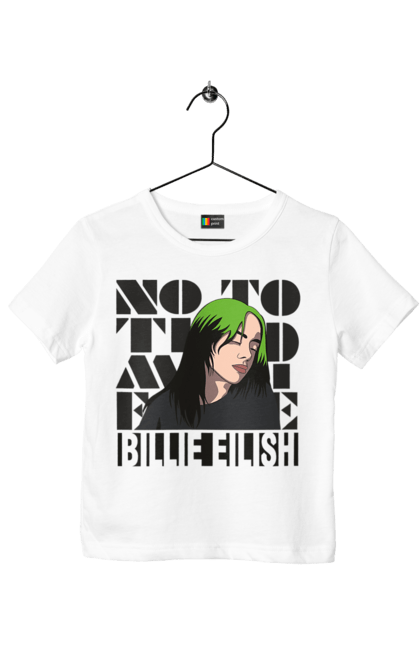 Футболка дитяча з принтом "Біллі Айліш". Біллі айліш, логотип біллі айліш, принт біллі айліш, співачка біллі айліш. 2070702