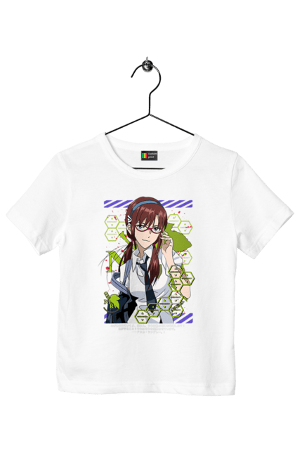 Children's t-shirt with prints Evangelion Mari. Angel, anime, eva 02, eva 05, evangelion, manga, mari, mari makinami illustrious, neon genesis evangelion. 2070702