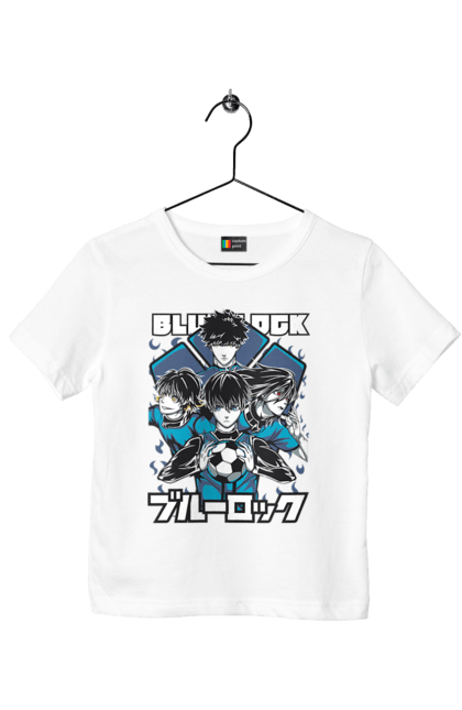 Children's t-shirt with prints Blue Lock. Anime, blue lock, blue prison, manga, sport, sports anime. 2070702