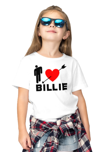Футболка дитяча з принтом "Біллі Айліш". Біллі айліш, логотип біллі айліш, принт біллі айліш, співачка біллі айліш. 2070702