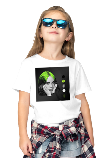 Футболка дитяча з принтом "Біллі Ейліш". Біллі, біллі ейліш, ейліш. 2070702