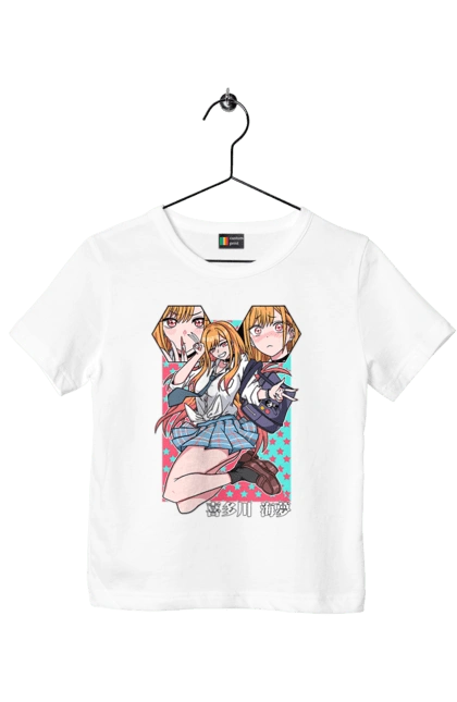 Футболка детская с принтом Эта фарфоровая кукла влюбилась. Anime, manga, my dress-up darling, аниме, манга, марин, марин китагава, фарфоровая кукла. 2070702